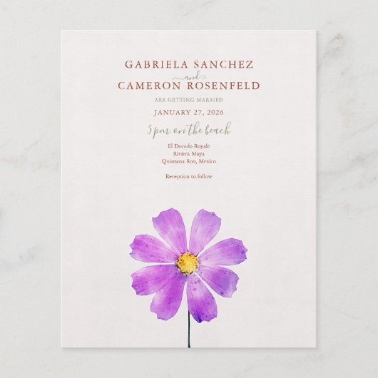 Floral Watercolor Cosmos Daisy Terracotta Wedding (Vorderseite)