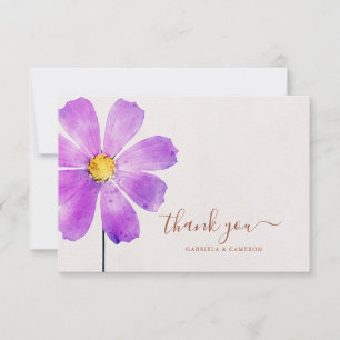 Floral Watercolor Cosmos Daisy Terracotta Wedding Dankeskarte