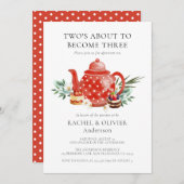 Floral Watercolor Couple's Tea Party Babydusche Einladung (Vorne/Hinten)