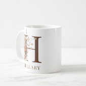 Floral Watercolor Custom Letter H Kaffeetasse (Vorderseite Links)