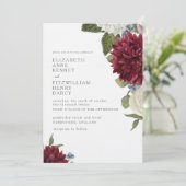 Floral Watercolor Dahlia Hydrangea Wedding Einladung (Stehend Vorderseite)