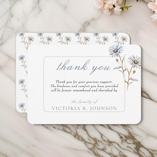 Floral Watercolor Daisy Beerdigung Memorial Vielen Dankeskarte