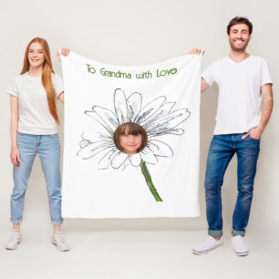 Floral Watercolor Daisy Foto Oma mit Liebe Fleecedecke