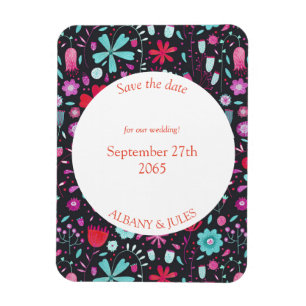 Floral Watercolor Dunkel Aquamarin Save the Date Magnet