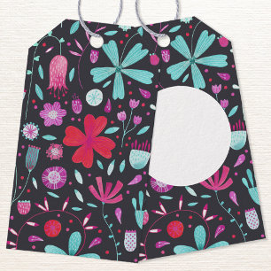 Floral Watercolor Dunkel Geschenkanhänger