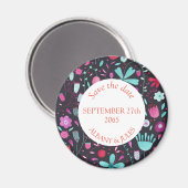 Floral Watercolor Dunkel Save the Date Magnet (Vorderseite/Rückseite)
