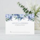 Floral Watercolor Dusty Blue Wedding Hinweiskarte (Stehend Vorderseite)