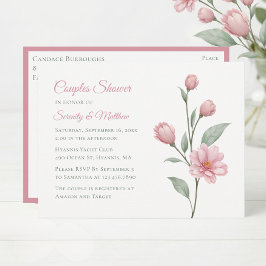 Floral Watercolor Dusty Rose Sage Couples Shower Einladungspostkarte