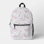 Floral Watercolor Einhornmuster Bedruckter Rucksack (Vorderseite)