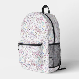 Floral Watercolor Einhornmuster Bedruckter Rucksack
