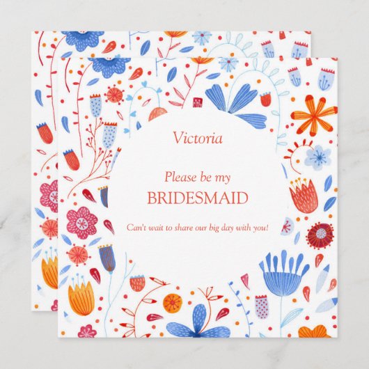 Floral Watercolor Einladung (Vorne/Hinten)