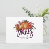 Floral Watercolor Erntedank Abendessen Dankeskarte (Stehend Vorderseite)