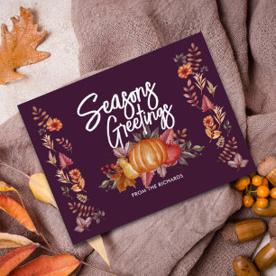 Floral Watercolor Erntedank Abendessen Feiertagspostkarte