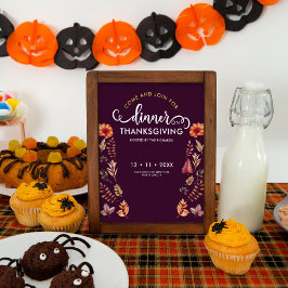 Floral Watercolor Erntedank Abendessen Poster