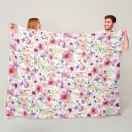 Floral Watercolor Fleece Blanket
