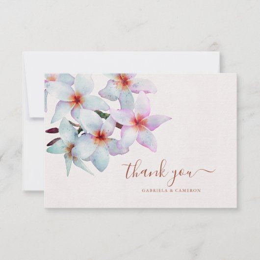 Floral Watercolor Frangipani Dankeskarte (Vorderseite)