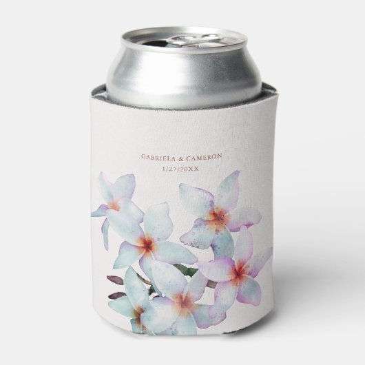 Floral Watercolor Frangipani Dosenkühler (Kanne Vorderseite)