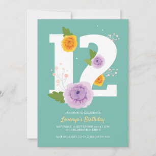 Floral Watercolor Frühjahr 12. Geburtstagsparty Save The Date