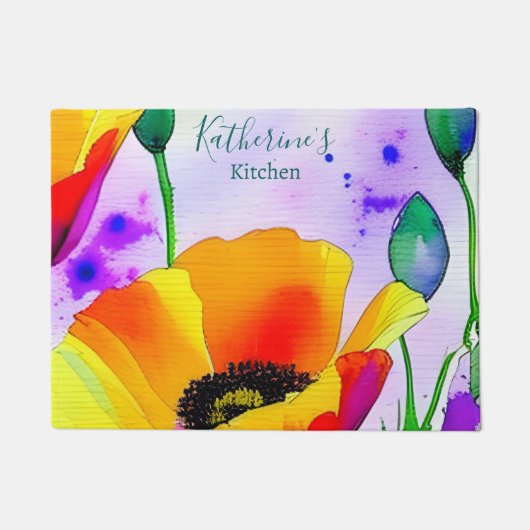 Floral Watercolor Fußmatte (Vorderseite)