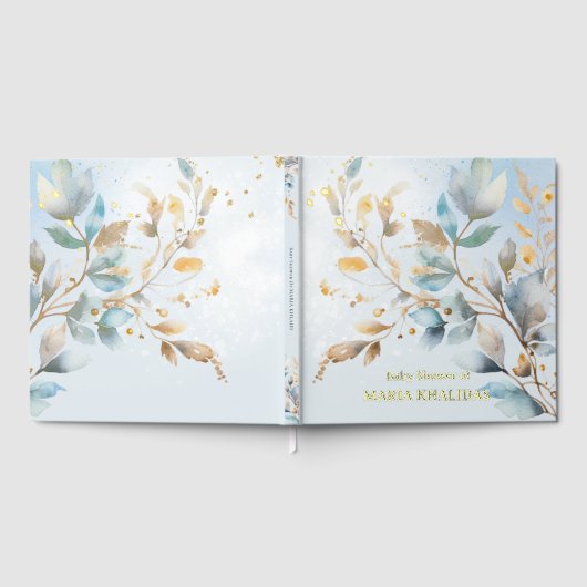 Floral Watercolor gold Baby Shower Gästebuch (Voll)