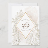 Floral Watercolor Gold Fremad Wedding Einladung (Vorderseite)