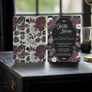 Floral Watercolor Gothic Soirée Halloween-Party Einladung