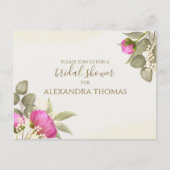 Floral Watercolor Greenery Peony Brautparty Postkarte (Vorderseite)