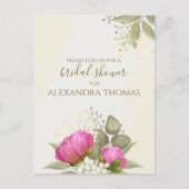 Floral Watercolor Greenery Peony Brautparty Postkarte (Vorderseite)