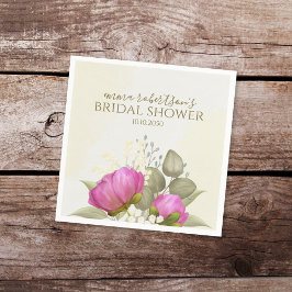 Floral Watercolor Greenery Peony Brautparty Serviette