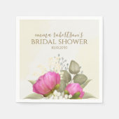 Floral Watercolor Greenery Peony Brautparty Serviette (Vorderseite)
