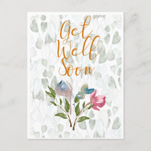 Floral Watercolor Gute Besserung Postkarte