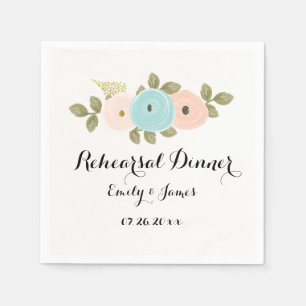 Floral Watercolor Hochzeitsessen Probe Napkin Serviette