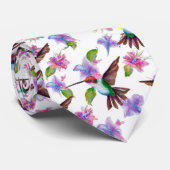 Floral Watercolor Hummingbird Blume Neck Tie Krawatte (Gerollt)
