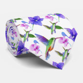 Floral Watercolor Hummingbird Blume Neck Tie Krawatte (Gerollt)