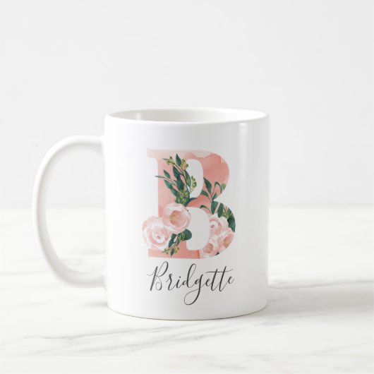 Floral Watercolor Initiale Tasse - B (Links)