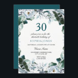 Floral Watercolor Jade Green 30. Geburtstag Einlad Einladung<br><div class="desc">Jade Green Aquarell Floral 30. Geburtstag Invite Matching Kollektion in Niche und Nest Laden. elegante lackierte Aquarellfarben botanische Blumen Design.</div>