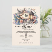 Floral Watercolor Laterne ramadan Iftar Einladung (Stehend Vorderseite)