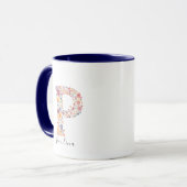 Floral Watercolor Letter P Monogramm und Individue Tasse (Vorderseite Links)