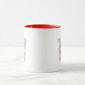 Floral Watercolor Letter U Monogramm Tasse (Zentrum)
