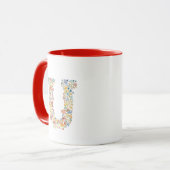 Floral Watercolor Letter U Monogramm Tasse (Vorderseite Links)