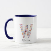 Floral Watercolor Letter W Monogramm und Individue Tasse (Links)