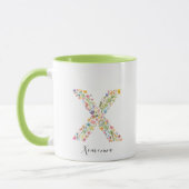 Floral Watercolor Letter X Monogramm und Individue Tasse (Links)