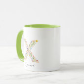 Floral Watercolor Letter X Monogramm und Individue Tasse (Vorderseite Links)
