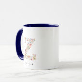 Floral Watercolor Letter Z Monogramm und Individue Tasse (Vorderseite Links)