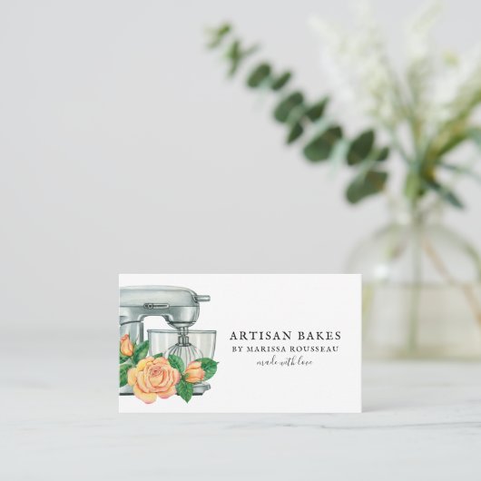 Floral Watercolor Mixer Bäckerei Visitenkarte (Stehend Vorderseite)