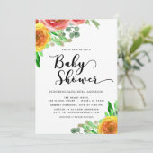 Floral Watercolor Moderne Grünpflanzen Kinderdusch Einladung (Stehend Vorderseite)