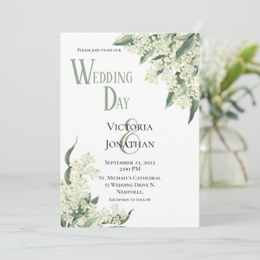 Floral Watercolor Moderne Hochzeitseinladung Einladung (Stehend Vorderseite)