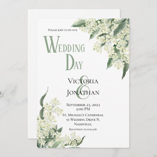 Floral Watercolor Moderne Hochzeitseinladung Einladung (Vorne/Hinten)