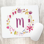 Floral Watercolor Monogram Mousepad