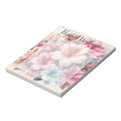 Floral watercolor monogram pink blue azaleas notizblock (Rotiert)
